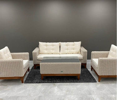 Quartzite Garden Suite Rattan Sofa Set for 6 with Coffee Table - Stylish Comfort & Durability - UK Luxury Furniture